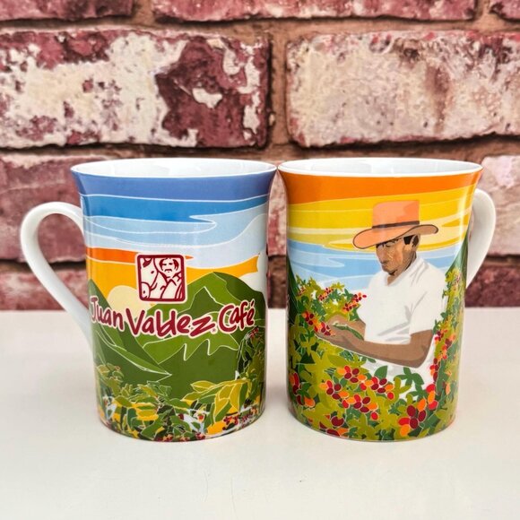 Juan Valdez Cafe Retro Coffee Mugs ~ Set of 2 - Picture 6 of 8
